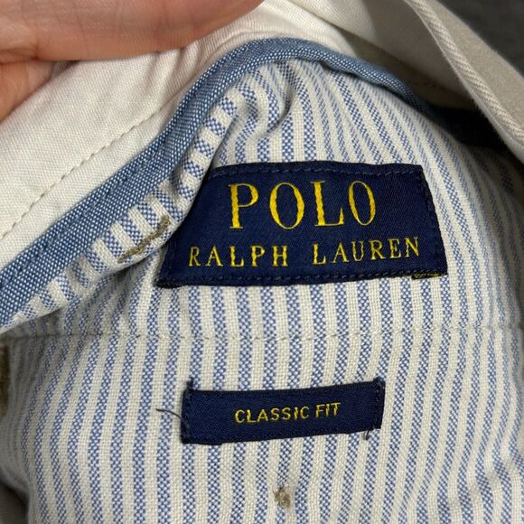Polo Ralph Lauren Pants Mens 34x32 Beige Tan Classic Fit Chinos Preppy Casual - Picture 4 of 16